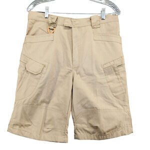 3 Swords Mens Tactical Cargo Shorts Brown Size L 31 Pockets Belt Loops